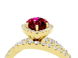 Yellow gold Marquise Cut Garnet Halo Ring with Round Split Shank and Prong Setting_68