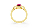 Yellow gold Marquise Cut Garnet Halo Ring with Tapered Band and Four-Prong Setting_3