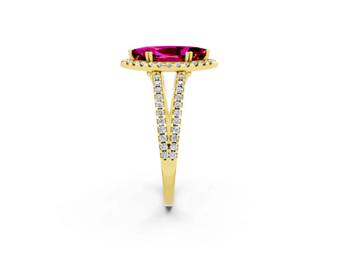Yellow gold Marquise Cut Garnet Halo Split Shank Engagement Ring_14