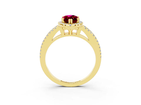 Yellow gold Marquise Cut Garnet Halo Split Shank Engagement Ring_15
