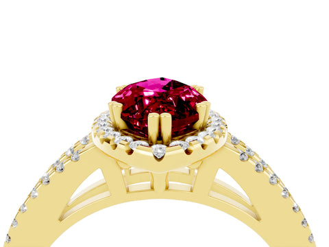 Yellow gold Marquise Cut Garnet Halo Split Shank Engagement Ring_16