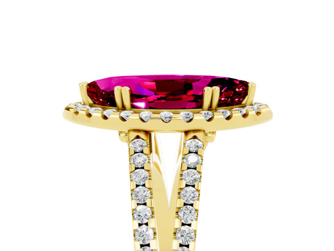 Yellow gold Marquise Cut Garnet Halo Split Shank Engagement Ring_17