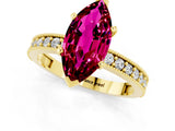 Yellow gold Marquise Cut Garnet Milgrain Pavé Engagement Ring with Four-Prong Setting_1