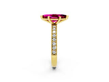 Yellow gold Marquise Cut Garnet Milgrain Pavé Engagement Ring with Four-Prong Setting_2