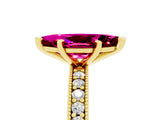 Yellow gold Marquise Cut Garnet Milgrain Pavé Engagement Ring with Four-Prong Setting_5