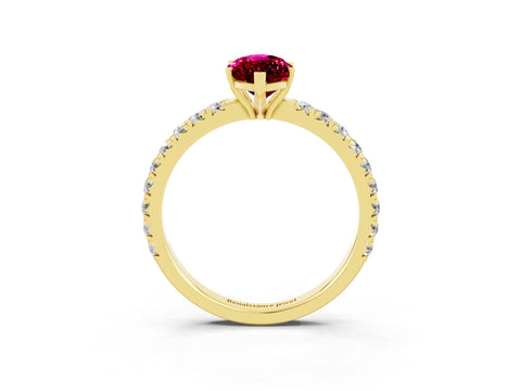 Yellow gold Marquise Cut Garnet Pavé Solitaire Engagement Ring with Four-Prong Setting_15