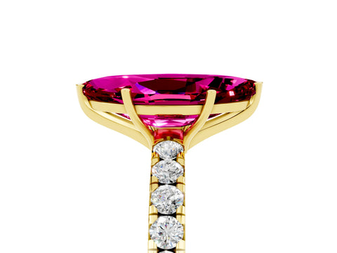 Yellow gold Marquise Cut Garnet Pavé Solitaire Engagement Ring with Four-Prong Setting_17