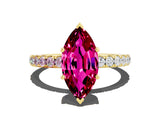 Yellow gold Marquise Cut Garnet Pave Band Solitaire Ring with Four-Prong Setting_24