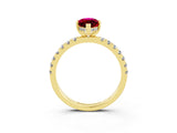 Yellow gold Marquise Cut Garnet Pave Band Solitaire Ring with Four-Prong Setting_27