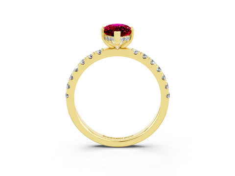 Yellow gold Marquise Cut Garnet Pave Band Solitaire Ring with Four-Prong Setting_27