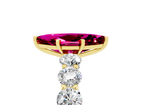 Yellow gold Marquise Cut Garnet Prong Setting with Side Stones on a Pave Band_5