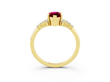 Yellow gold Marquise Cut Garnet Ring with Side Stones and Four-Prong Setting_39
