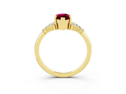 Yellow gold Marquise Cut Garnet Ring with Side Stones and Four-Prong Setting_39