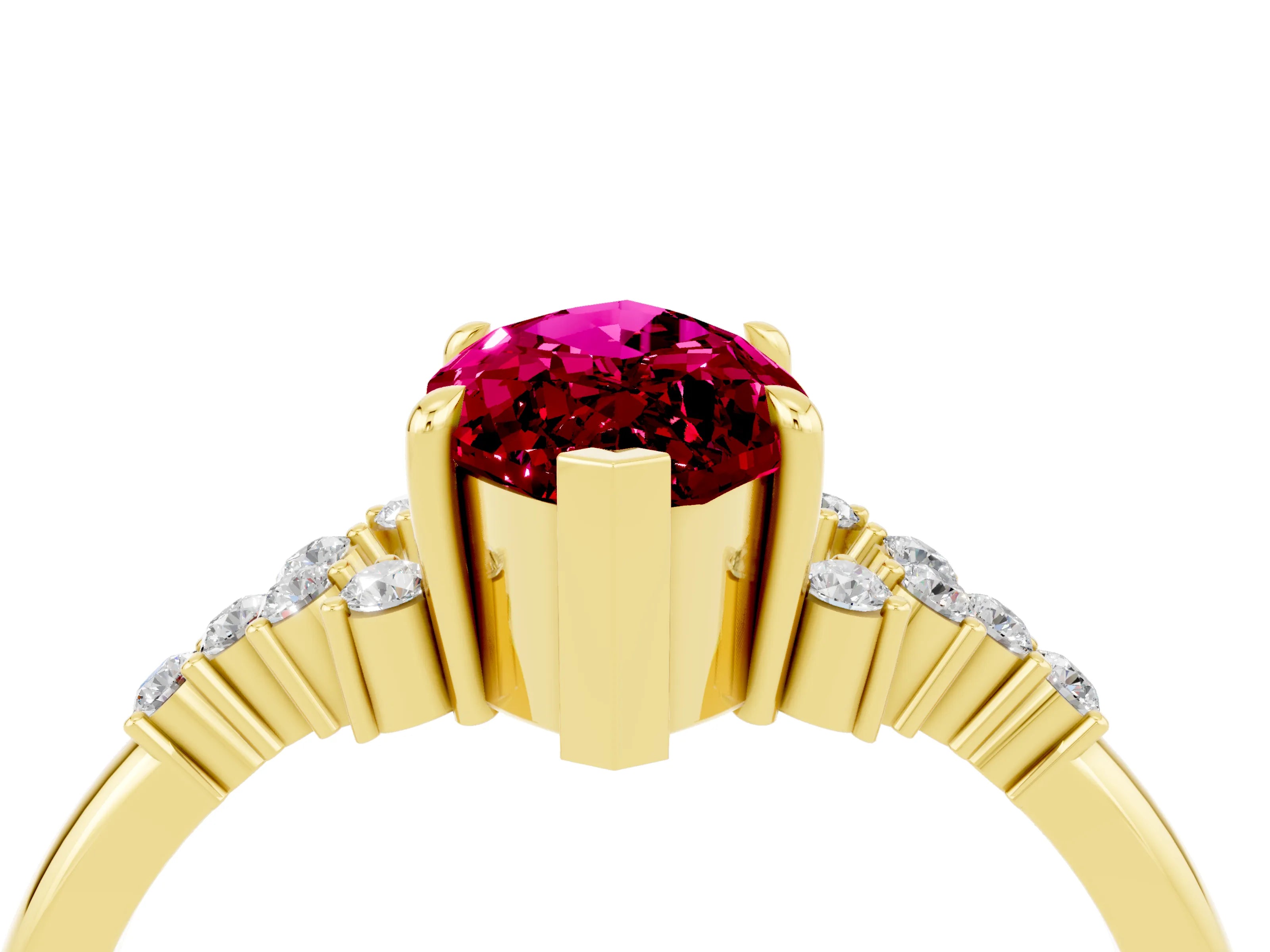 Yellow gold Marquise Cut Garnet Ring with Side Stones and Four-Prong Setting_40