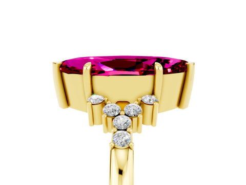 Yellow gold Marquise Cut Garnet Ring with Side Stones and Four-Prong Setting_41