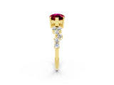 Yellow gold Marquise Cut Garnet Scattered Round Accent Ring with Prong Setting_14