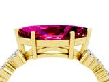 Yellow gold Marquise Cut Garnet Scattered Round Accent Ring with Prong Setting_16