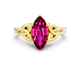 Yellow gold Marquise Cut Garnet Solitaire Celtic Knot Ring with Four-Prong Setting_12
