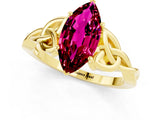 Yellow gold Marquise Cut Garnet Solitaire Celtic Knot Ring with Four-Prong Setting_13