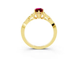 Yellow gold Marquise Cut Garnet Solitaire Celtic Knot Ring with Four-Prong Setting_15