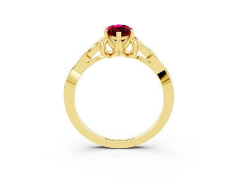 Yellow gold Marquise Cut Garnet Solitaire Celtic Knot Ring with Four-Prong Setting_15