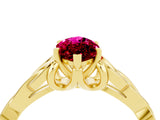 Yellow gold Marquise Cut Garnet Solitaire Celtic Knot Ring with Four-Prong Setting_16