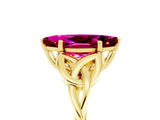Yellow gold Marquise Cut Garnet Solitaire Celtic Knot Ring with Four-Prong Setting_17