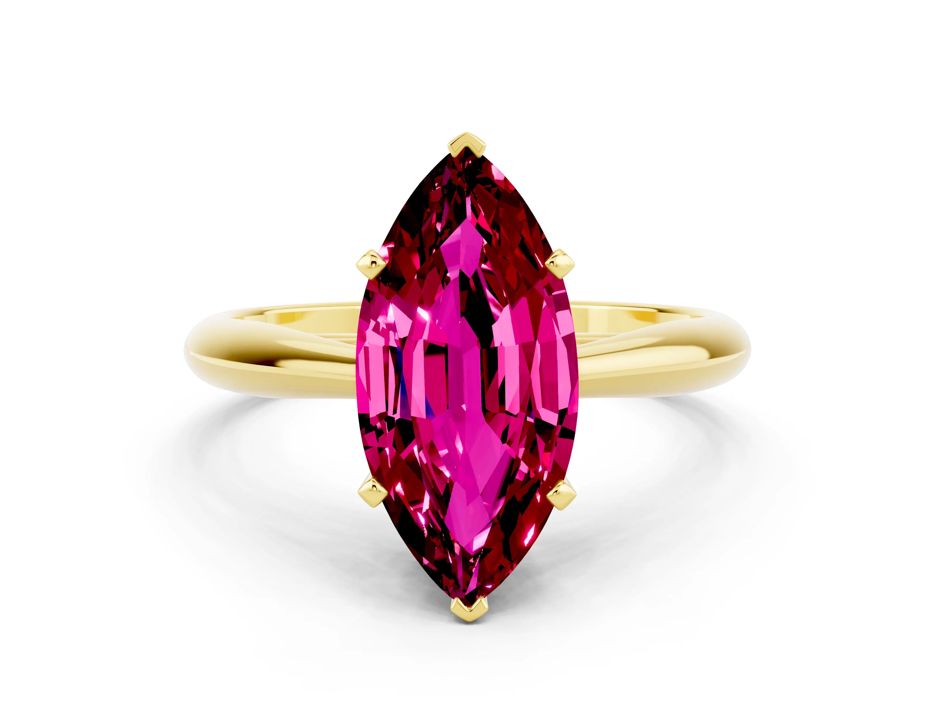 Yellow gold Marquise Cut Garnet Solitaire Engagement Ring with Cathedral Setting and Four-Prong Mount_12