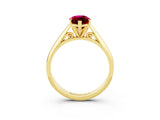 Yellow gold Marquise Cut Garnet Solitaire Engagement Ring with Cathedral Setting and Four-Prong Mount_33