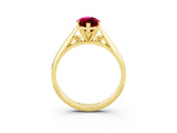 Yellow gold Marquise Cut Garnet Solitaire Engagement Ring with Cathedral Setting and Four-Prong Mount_75