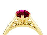 Yellow gold Marquise Cut Garnet Solitaire Engagement Ring with Cathedral Setting and Four-Prong Mount_76