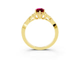 Yellow gold Marquise Cut Garnet Solitaire Engagement Ring with Celtic Knot Band and Four-Prong Setting_3