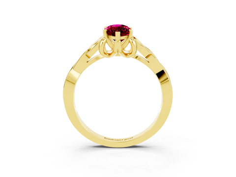 Yellow gold Marquise Cut Garnet Solitaire Engagement Ring with Celtic Knot Band and Four-Prong Setting_3