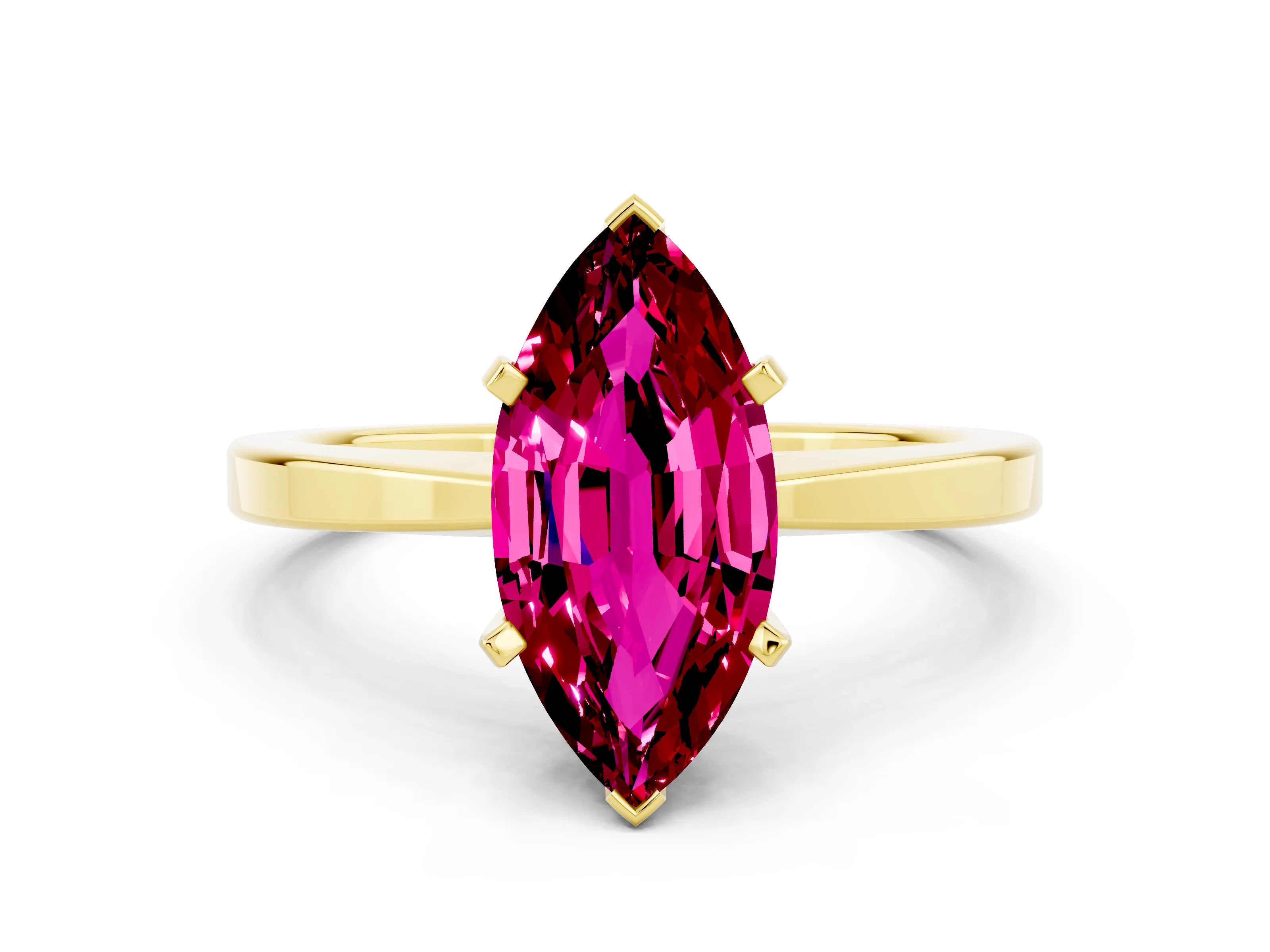 Yellow gold Marquise Cut Garnet Solitaire Engagement Ring with Classic Band and Four-Prong Setting_42