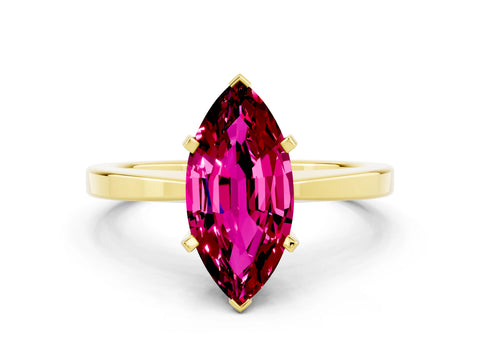 Yellow gold Marquise Cut Garnet Solitaire Engagement Ring with Classic Band and Four-Prong Setting_42