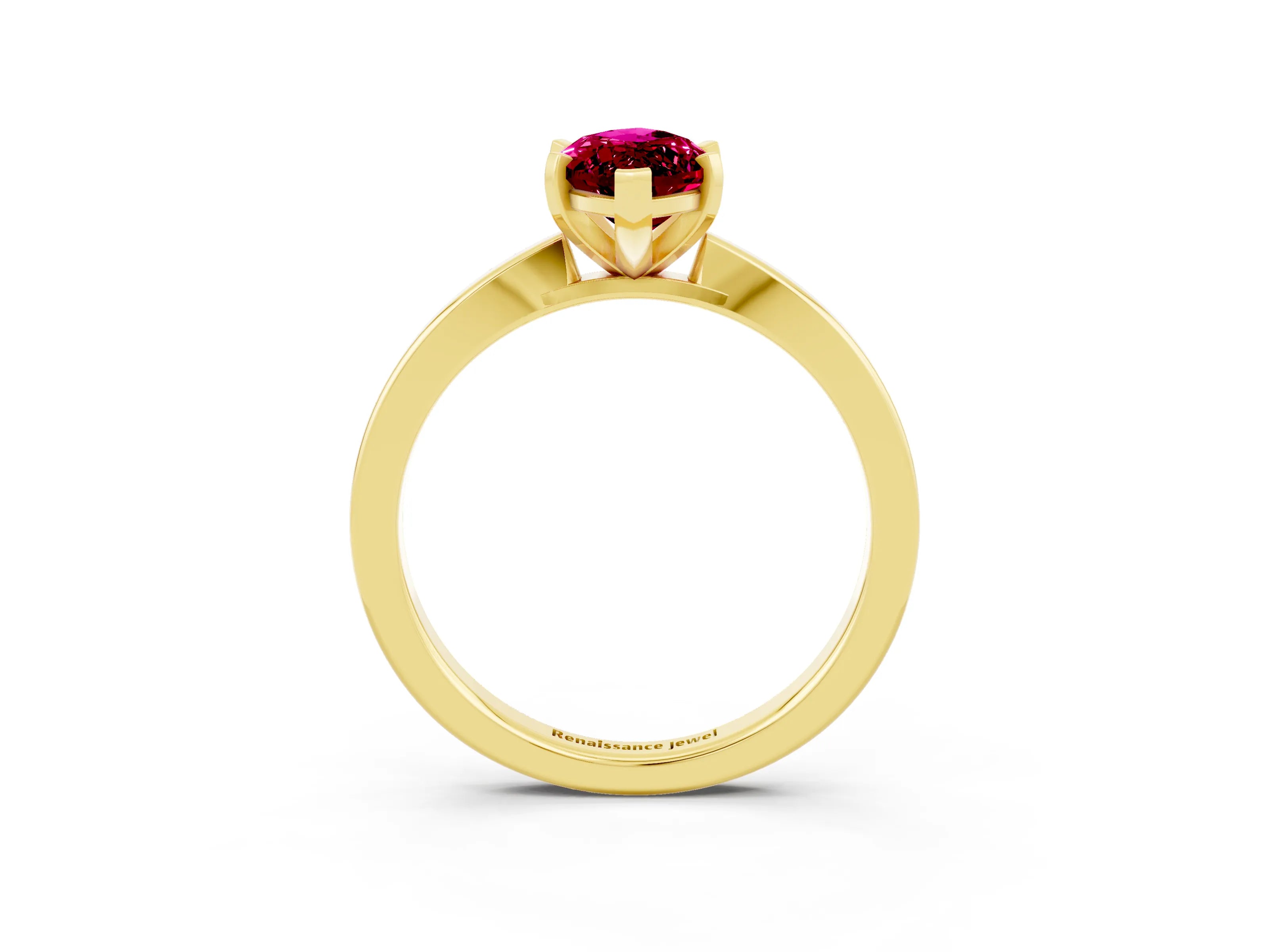 Yellow gold Marquise Cut Garnet Solitaire Engagement Ring with Classic Band and Four-Prong Setting_45