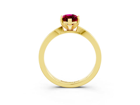 Yellow gold Marquise Cut Garnet Solitaire Engagement Ring with Classic Band and Four-Prong Setting_45