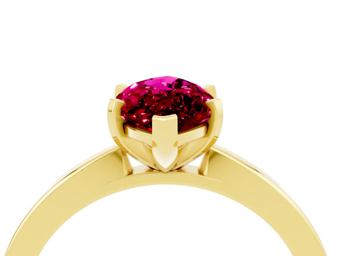 Yellow gold Marquise Cut Garnet Solitaire Engagement Ring with Classic Band and Four-Prong Setting_46
