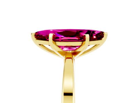 Yellow gold Marquise Cut Garnet Solitaire Engagement Ring with Classic Band and Four-Prong Setting_47