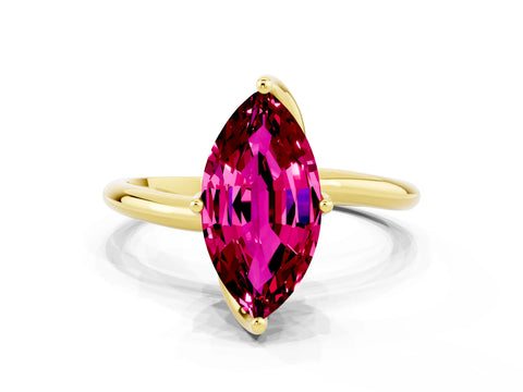 Yellow gold Marquise Cut Garnet Solitaire Engagement Ring with Four-Prong Setting and Classic Band_12