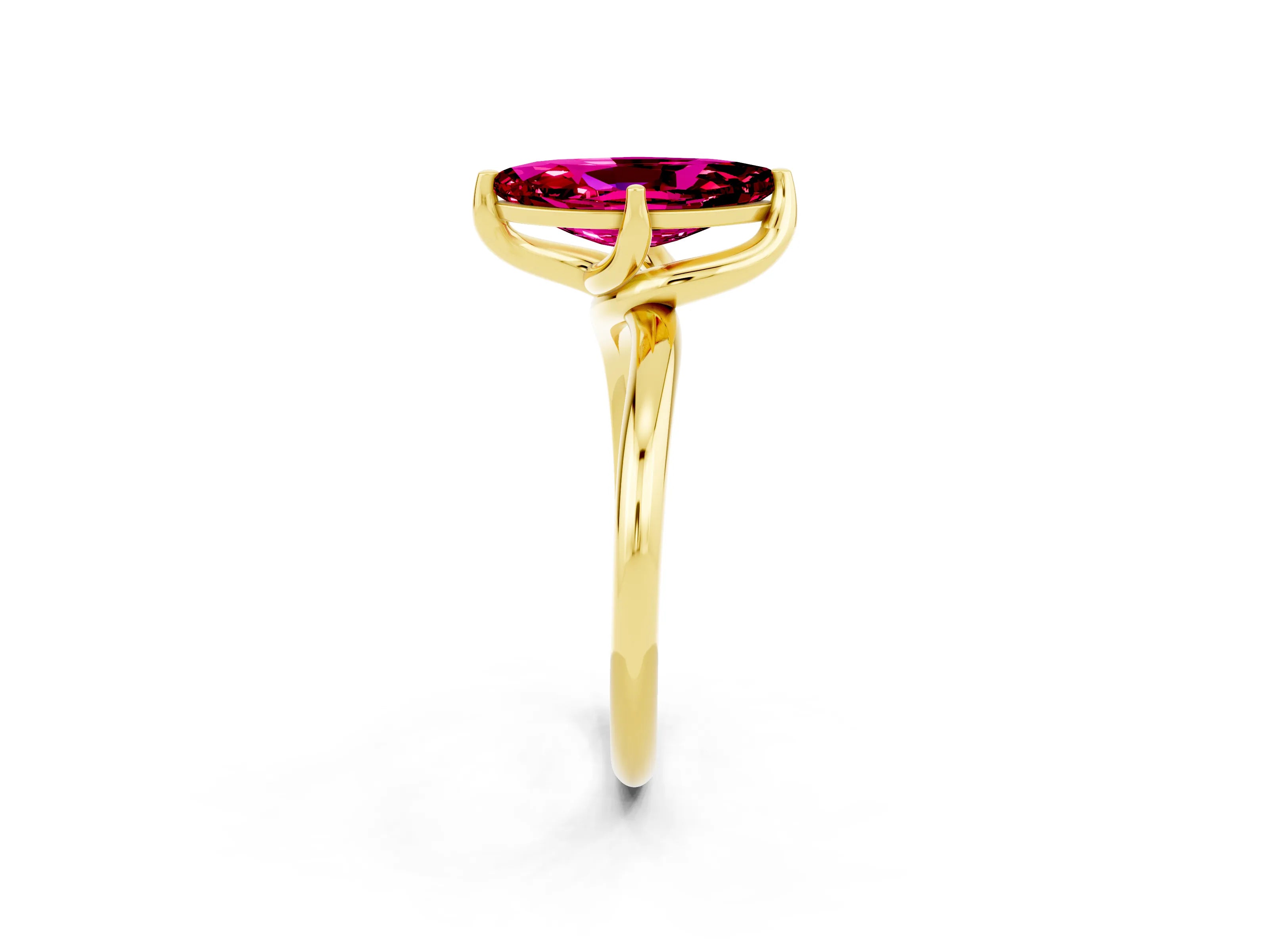 Yellow gold Marquise Cut Garnet Solitaire Engagement Ring with Four-Prong Setting and Classic Band_14