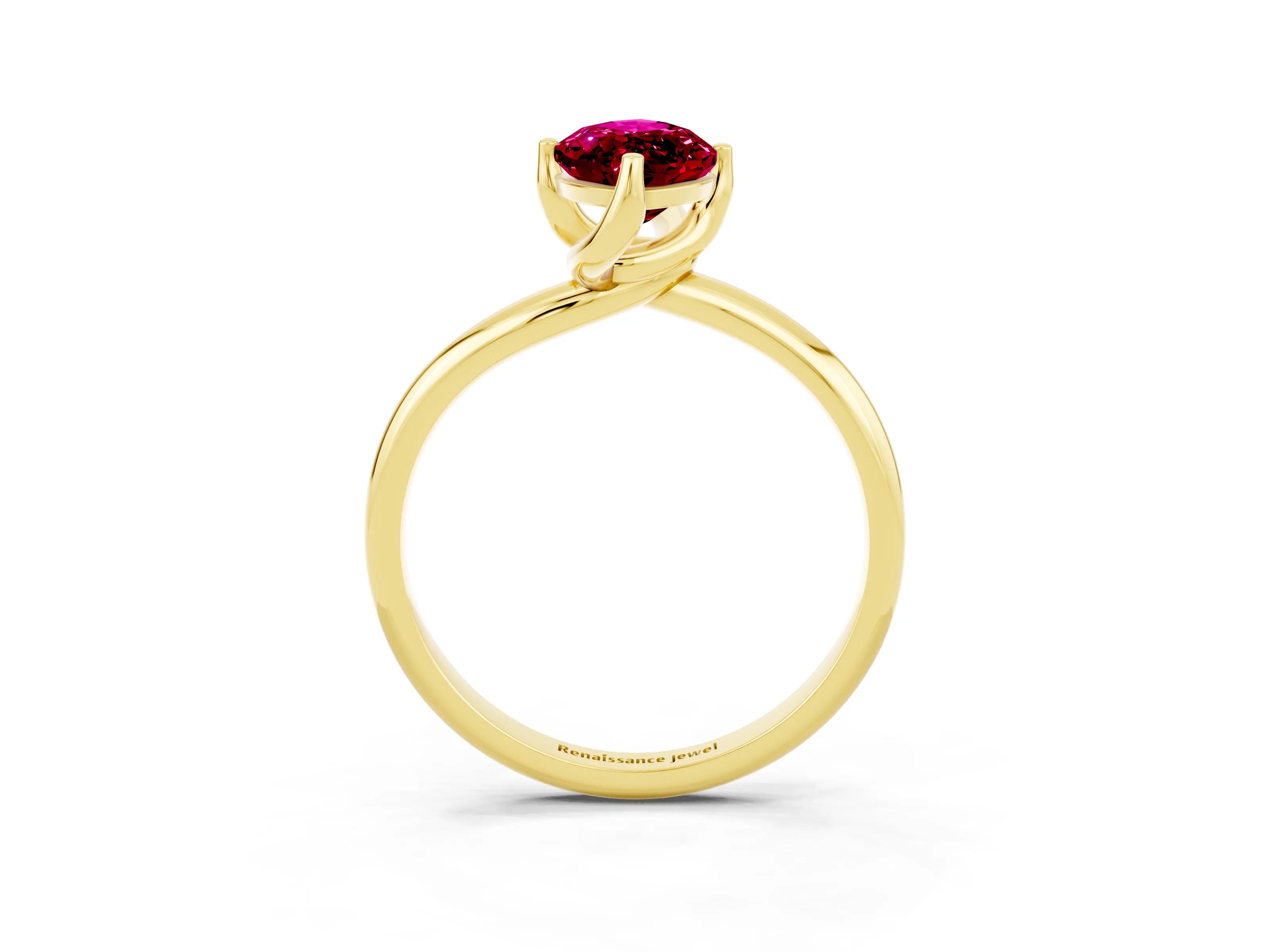 Yellow gold Marquise Cut Garnet Solitaire Engagement Ring with Four-Prong Setting and Classic Band_15