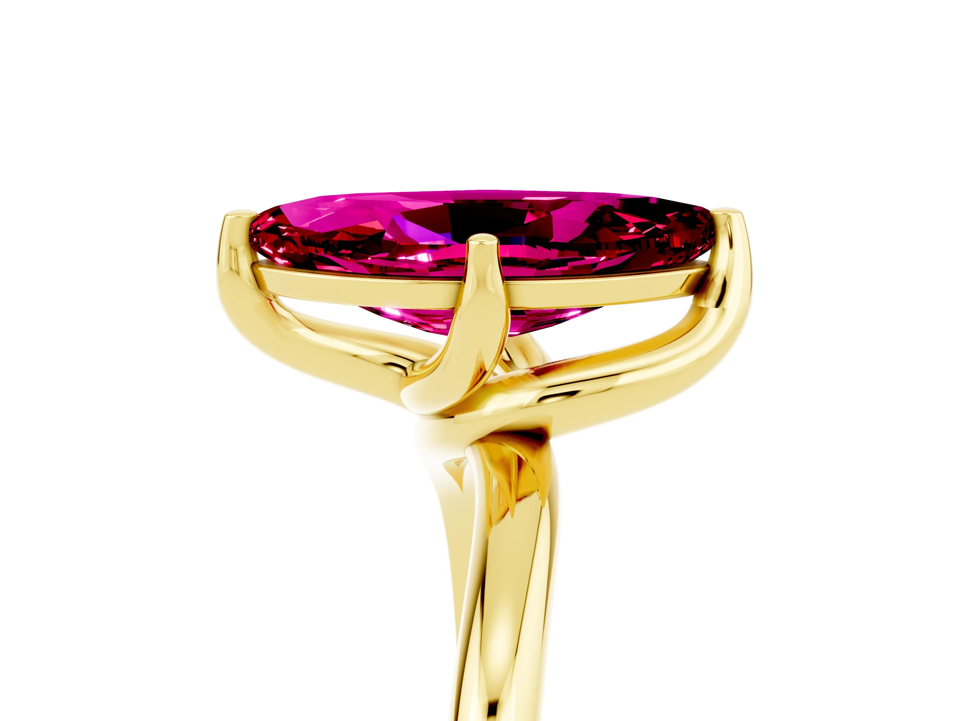 Yellow gold Marquise Cut Garnet Solitaire Engagement Ring with Four-Prong Setting and Classic Band_17