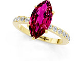 Yellow gold Marquise Cut Garnet Solitaire Engagement Ring with Pavé Band and Four-Prong Setting_1