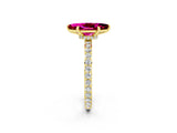 Yellow gold Marquise Cut Garnet Solitaire Engagement Ring with Pavé Band and Four-Prong Setting_2