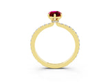 Yellow gold Marquise Cut Garnet Solitaire Engagement Ring with Pavé Band and Four-Prong Setting_3