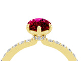 Yellow gold Marquise Cut Garnet Solitaire Engagement Ring with Pavé Band and Four-Prong Setting_4