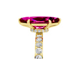 Yellow gold Marquise Cut Garnet Solitaire Engagement Ring with Pavé Band and Four-Prong Setting_5