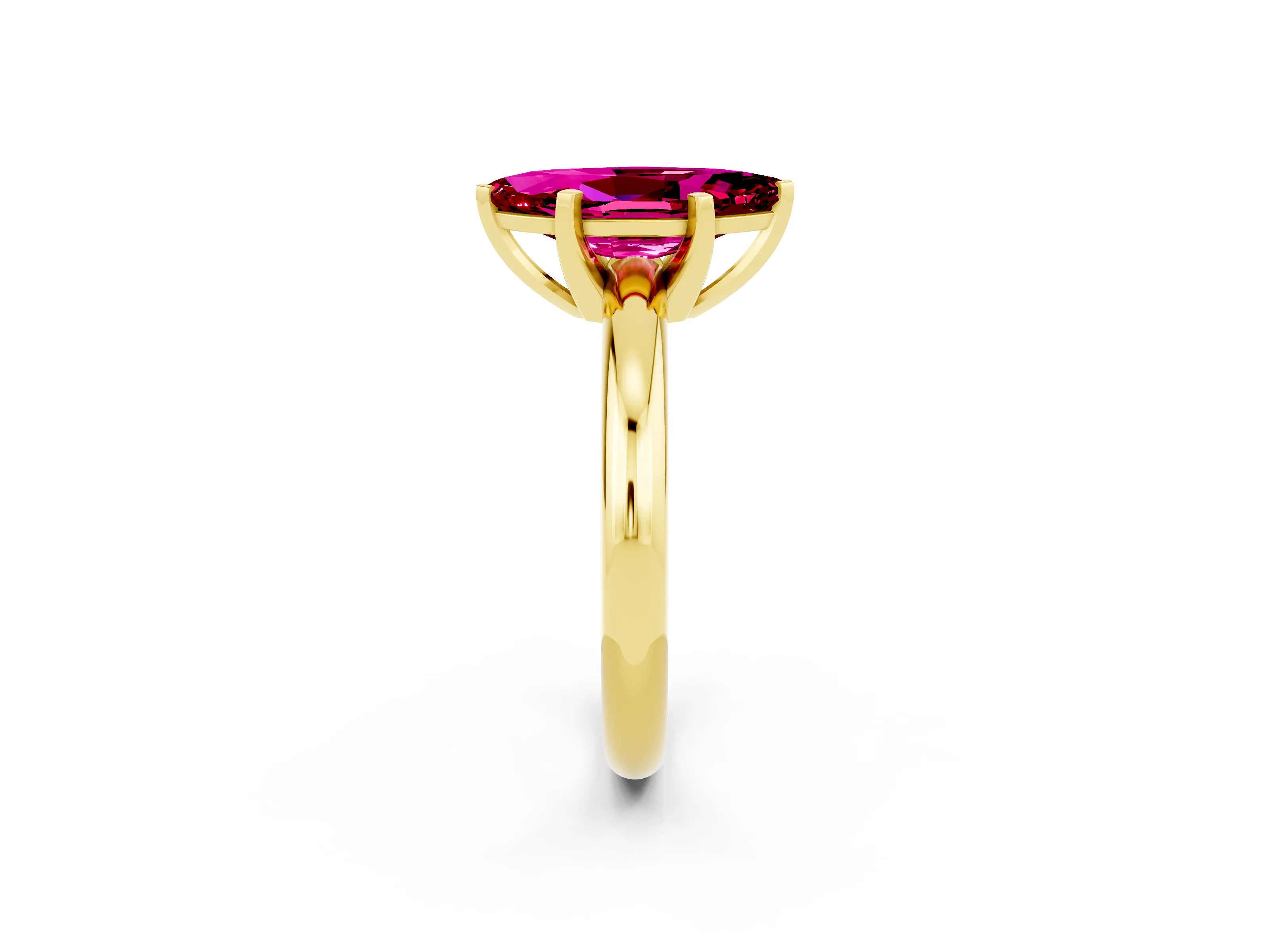 Yellow gold Marquise Cut Garnet Solitaire Engagement Ring with Round Band and Four-Prong Setting_2