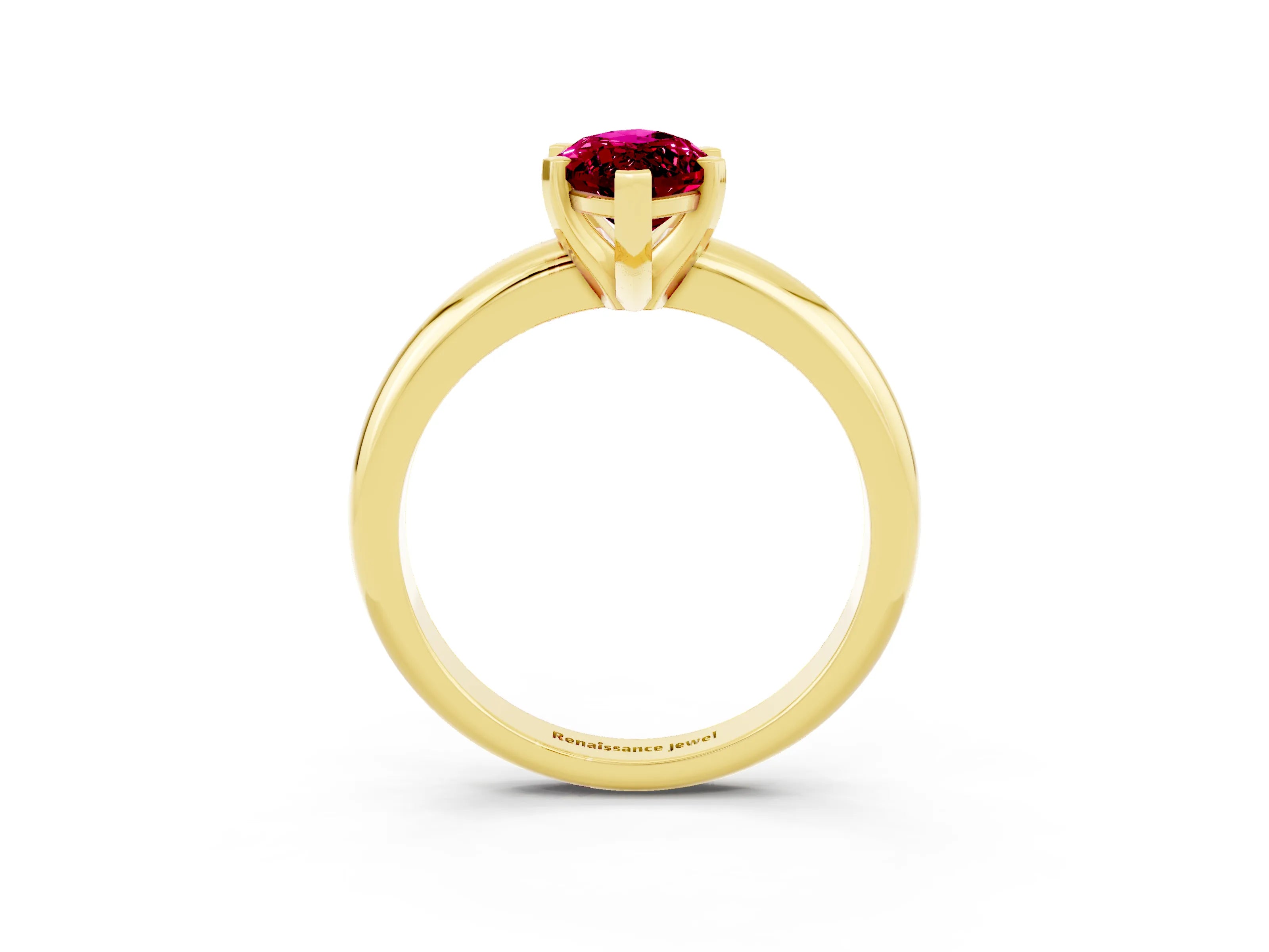 Yellow gold Marquise Cut Garnet Solitaire Engagement Ring with Round Band and Four-Prong Setting_3